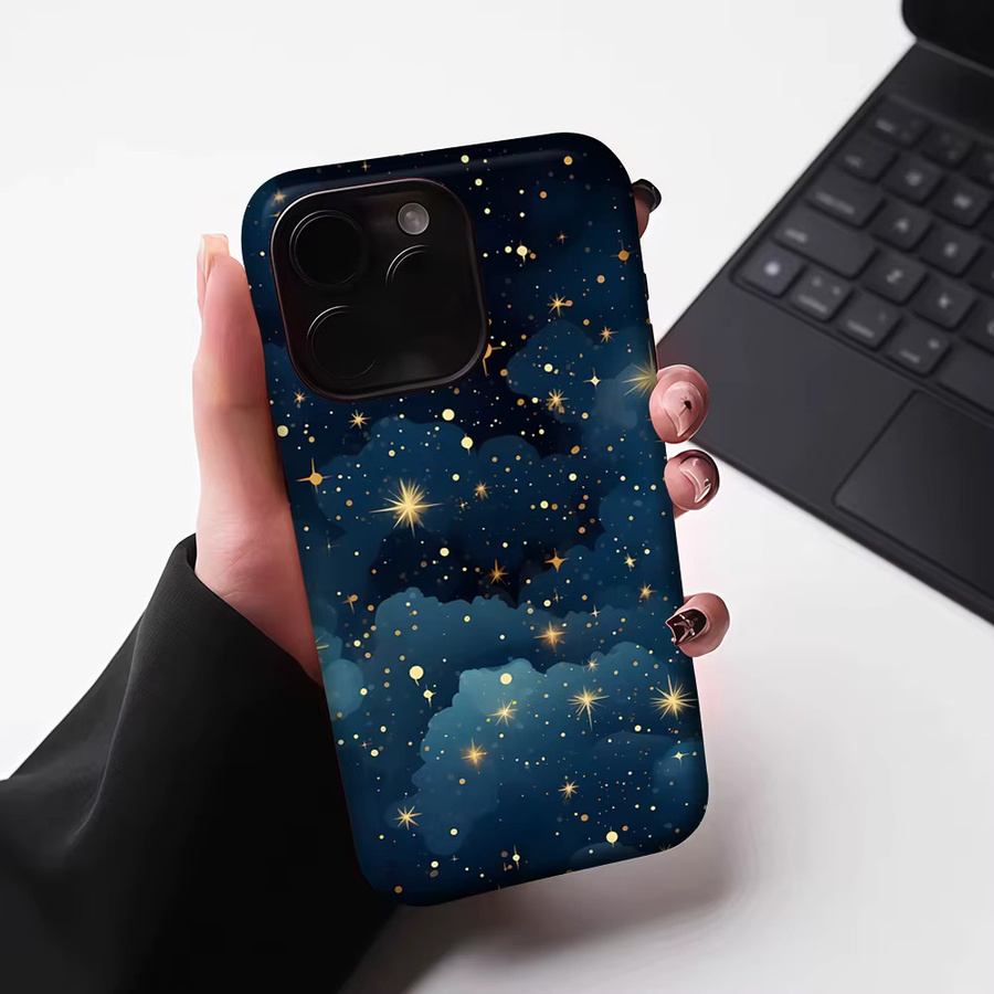 Potdemiel Magnetische Handyhülle mit Goldenen Sternenwolken für iPhone 13 bis iPhone 17 Pro Max Plus in Gold und Multicolour - Bild 6