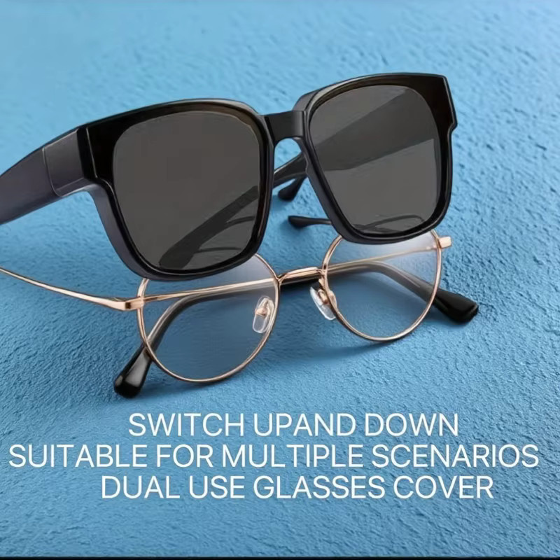 DIXSG Fitover-Sonnenbrille, quadratisch, Vollrand, schwarz - Bild 2