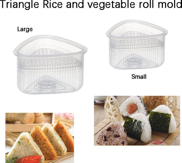 VEEZEN 2-teiliges Sushi-DIY-Set mit dreieckigen Reis- und Gemüserollenformen aus Kunststoff, transparent - Bild 1