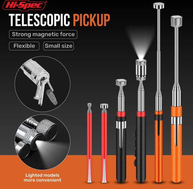 Hi-Spec Magnetischer Teleskop-Tonabnehmerstab in Rot mit 8 Pfund Tragkraft und einstellbarer Länge zum Herausnehmen von Muttern und Schrauben - Bild 1