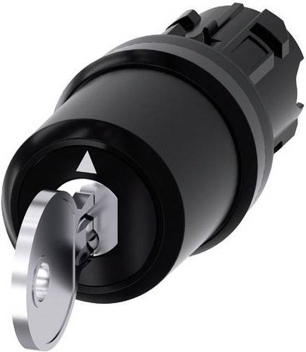Siemens Schlüsselschalter 3SU1000-5JL01-0AA0 mit Frontring aus Kunststoff in Schwarz und Silber - Bild 1