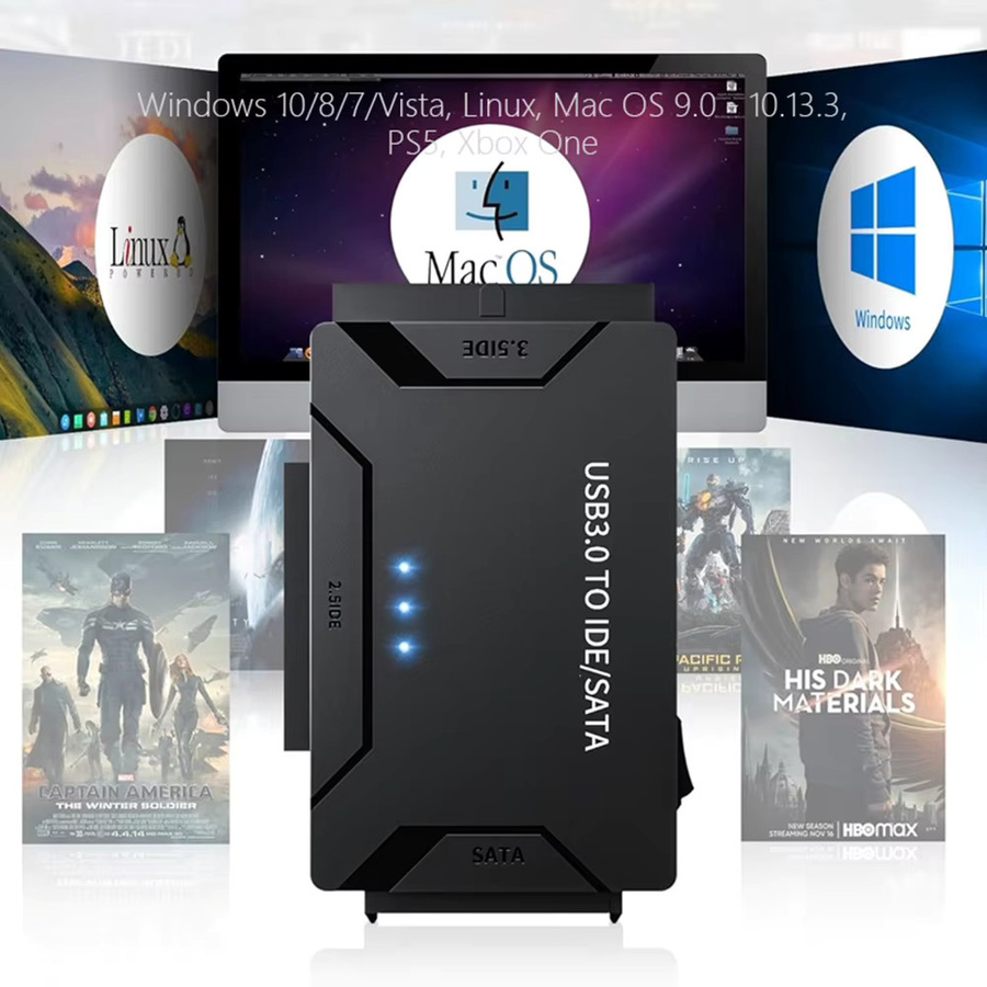 EOENKK USB 3.0 zu SATA IDE Festplattenadapter Konverter für 2,5 und 3,5 Zoll SATA und IDE HDD SSD bis 6TB in Schwarz - Bild 6