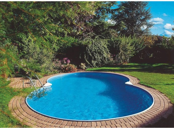 Summer Fun Calypso Stahlwand-Pool in Blau und Weiß, Achtform, B: 525 cm, T: 320 cm, H: 150 cm