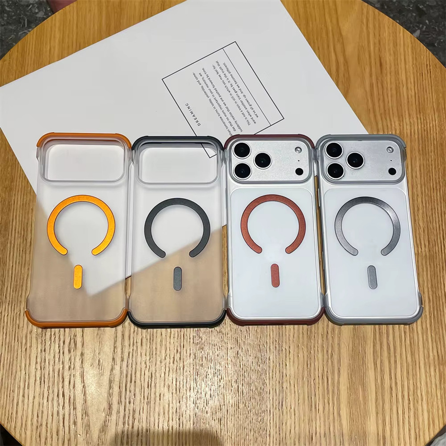 Xeber MagSafe Hülle für iPhone 12 bis 17 Pro Max Plus, Rahmenlos, Transparent, Orange, Stoßfest und Unterstützt Kabelloses Laden - Bild 2