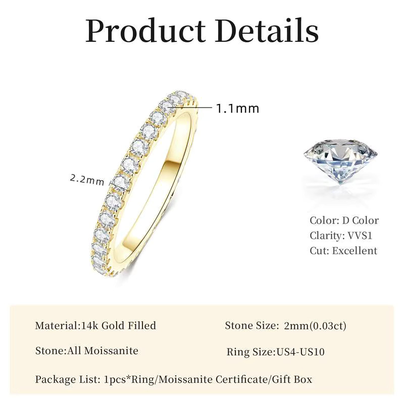 Lnngy Ehering 14 Karat Gold, Moissanit, Damen - Bild 2