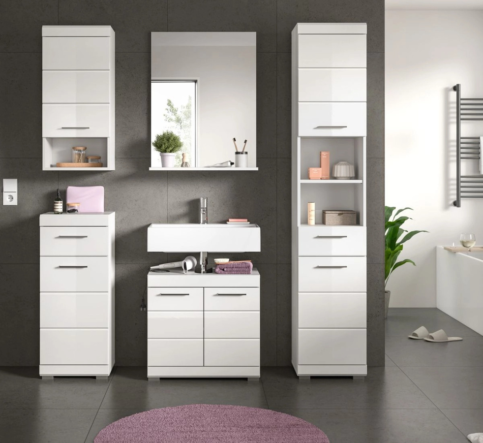Inn.Furn Badmöbel Set Shawn 5-teilig in Weiß Hochglanz, Breite: 164 cm - Bild 4
