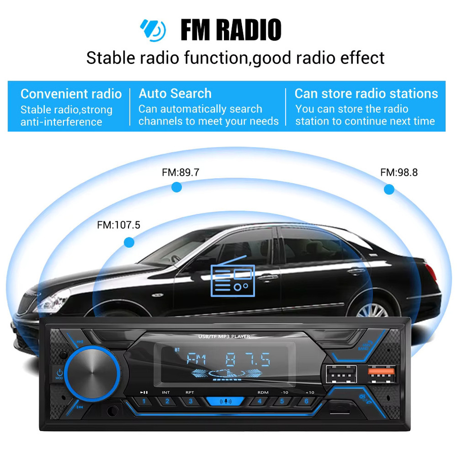MOPECT DAB+ Single 1 DIN Autoradio mit Bluetooth, MP3-Player, 2 USB, TF, FM und AUX in Schwarz - Bild 5