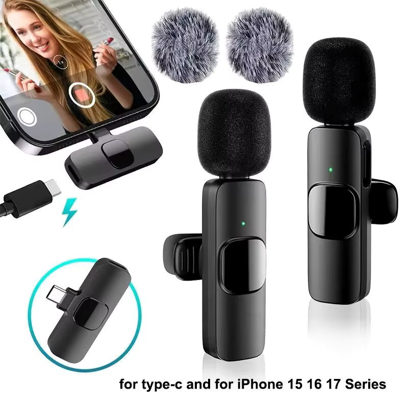 Basix Mini Kabelloses Lavalier-Mikrofon in Schwarz mit windgeschützter Austauschbarer Wolle für iPhone und Android zur Audioaufnahme bei YouTube und Vlogs - Bild 5