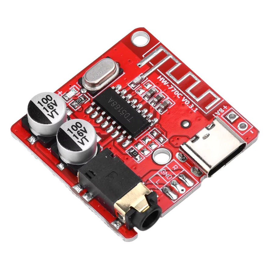 Dmyond Bluetooth BT5.1 Audio-Empfängermodul für Auto mit MP3 WAV Decodierung und Lautsprecher-Verstärker in Rot - Bild 2