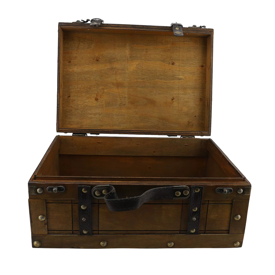 TOPINCN Retro-Koffer aus synthetischem Holz in Braun als dekorative Aufbewahrungsbox im Vintage-Stil, B/T/H: 34,29 x 24,13 x 15,29 cm - Bild 3