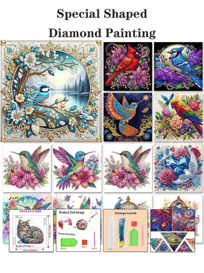 GATYZTORY 5D DIY Diamond Painting Set Bohr-Vogel Wanddekoration in Blau und Multicolour, B/H: 30 x 30 cm - Bild 2