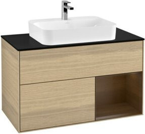 V&B Finion Waschtischunterschrank mit LED-Beleuchtung und Regalelement, Wandmontage, Breite: 100 cm - Bild 1