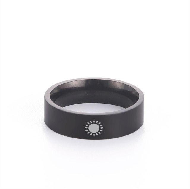 YULIN Ringe Edelstahl, Mond-Sonnen, Schwarz, Unisex - Bild 1