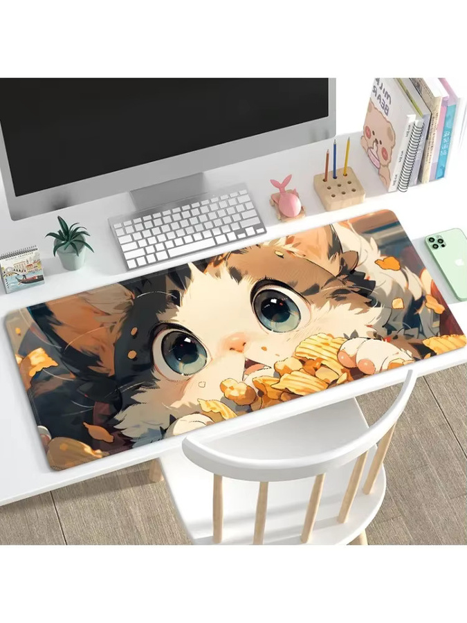 Extragroßes Mauspad mit niedlichem Cartoon-Katzen-Design in Multicolour als Schreibtischunterlage für Büro und Computer - Bild 6