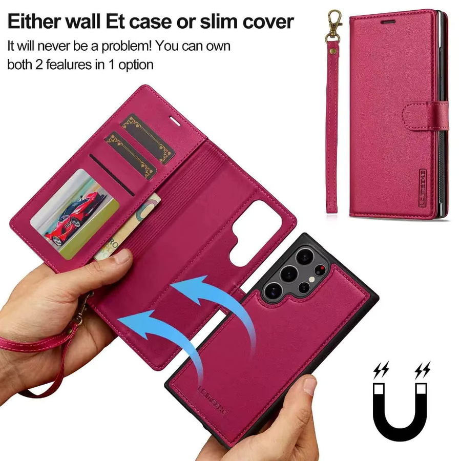 Samsung Flip Cover mit abnehmbarer Brieftasche und Kartenhalter in Schwarz für Galaxy S25 Ultra, S24 FE und S23 Plus mit Handgelenkschlaufe und Ständerfunktion - Bild 4