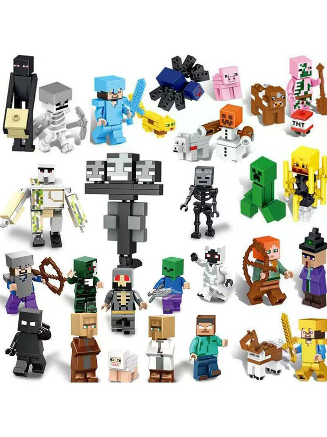 GAGAGIRL Minecraft Bausteine Set mit Creeper, Hexe und Steve Action Figuren für DIY Montage Spielzeug, Mehrfarbig - Bild 5