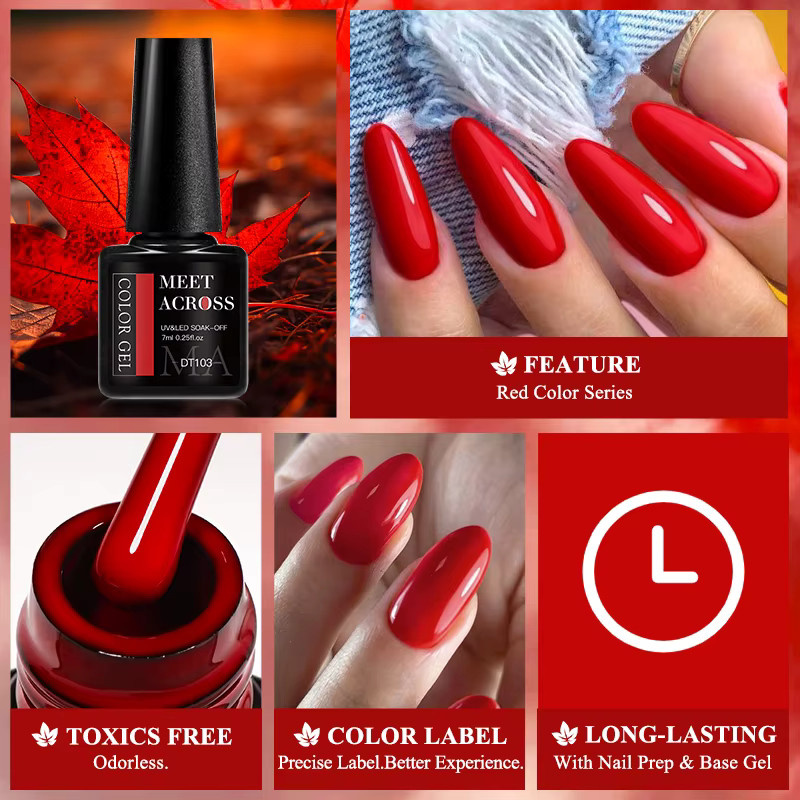 MEET ACROSS Gel-Nagellack, weinrot, 7 ml - Bild 3