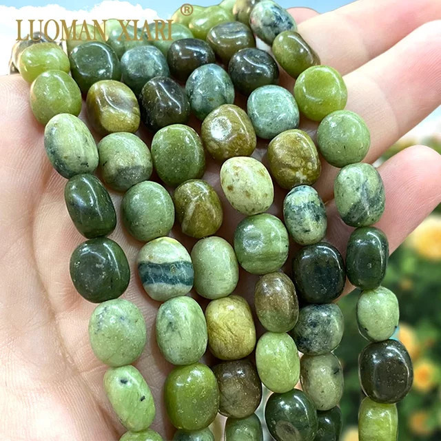 LUOMAN XIARI Spacer Perlen, Grün, Taiwan Jade Jaspis, 15'' - Bild 1