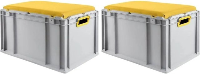 PROREGAL SparSet 2 x Eurobox NextGen Seat Box Gelb, H x B x T: 36,5 x 40 x 60 cm, 65 Liter Transportbox aus Kunststoff - Bild 1