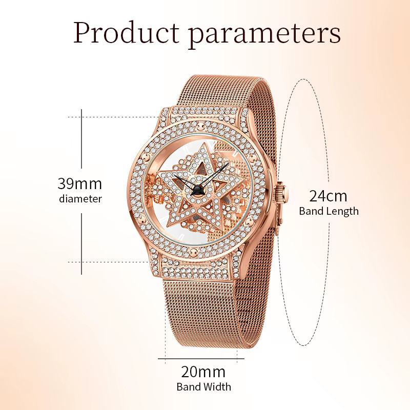 FOXBOX Armbanduhr, Roségold, Diamantbesetzt, Damen - Bild 3
