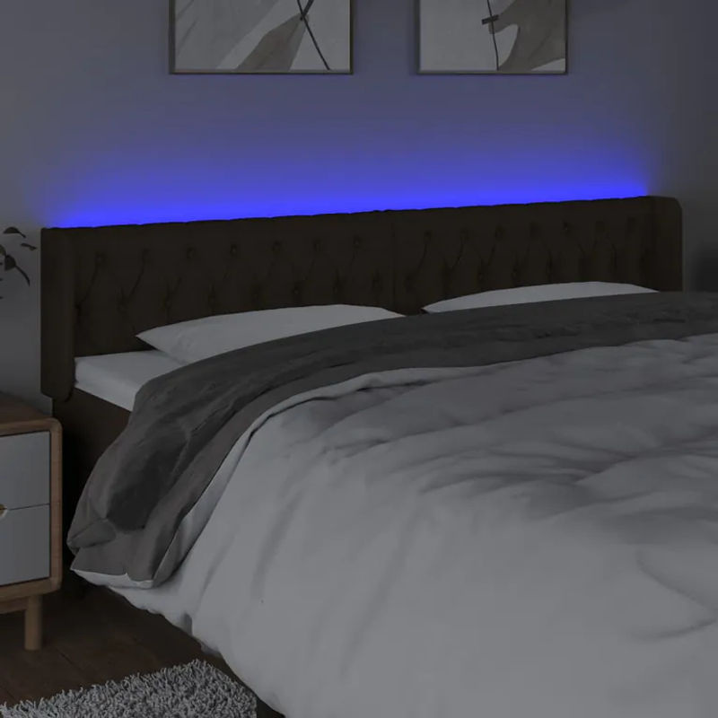 Vidaxl Bettkopfteil mit LED in Dunkelbraun aus Stoff, B/H: 183 x 78/88 cm, Tiefe: 16 cm - Bild 2