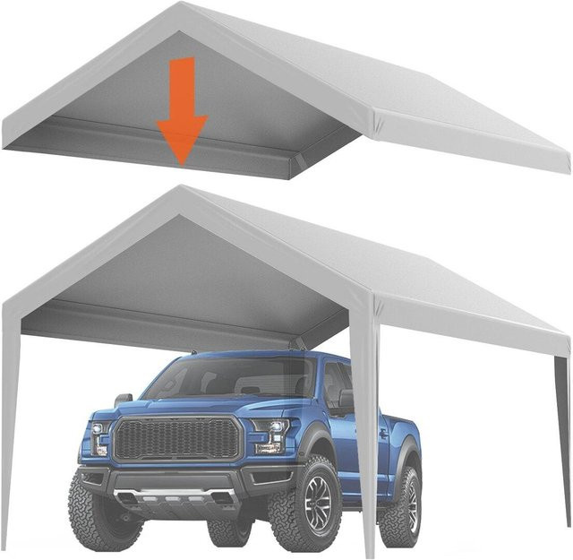 Buying Solutions MB Carport Ersatzdach Garagen-Oberzelt aus PE-Kunststoff-Gewebe, grau, B: 615 cm, T: 304 cm - Bild 1