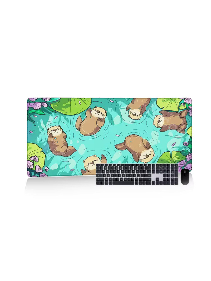 Riccu XXL Mauspad mit süßem Otter-Motiv in Multicolour, rutschfestes Gaming-Mauspad für Schreibtisch und Büro - Bild 3