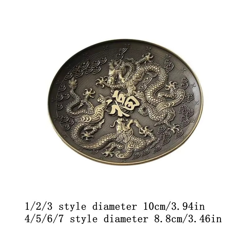 WHPHous Räuchertablett Drache und Phönix aus Bronze mit Zwölf Sternzeichen als Räucherstäbchenhalter und Räuchergefäß in Antik-Optik - Bild 5