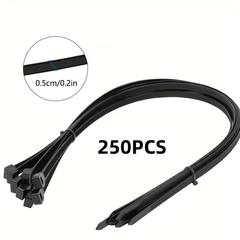 250 Stück Hochleistungs-Kabelbinder aus schwarzem Nylon mit 8 mm Breite - Bild 3