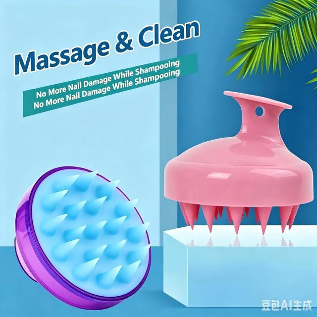 Haarwaschkamm mit Griff, Massagebürste für Kopfhaut, Unisex - Bild 1