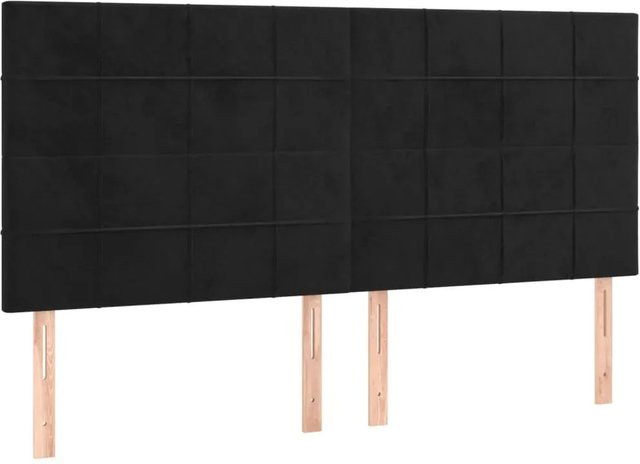 vidaXL LED Kopfteil in Schwarz aus Samt mit USB-Ladeport und integrierter Beleuchtung, B: 200 cm, T: 5 cm, H: 118 cm bis 128 cm - Bild 1
