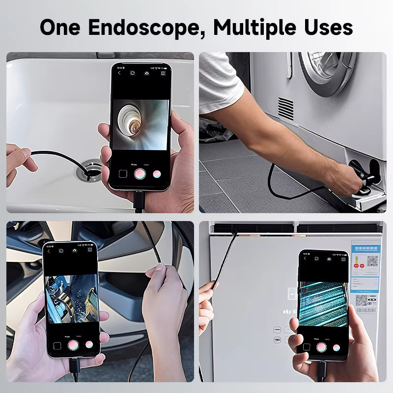 ZEMICAM 3-in-1 Industrieendoskop mit Dual-Kamera und 1080P Auflösung für iOS, Android und USB-C, Schwarz, 8 mm Durchmesser - Bild 6