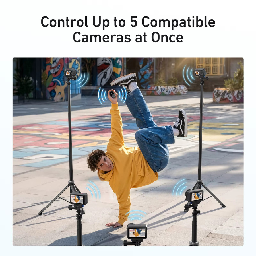 TELESIN Bluetooth-Fernbedienung mit Bildschirmanzeige und Handgelenkschlaufe für DJI OSMO Action 6, 5 Pro, 4 und OSMO 360 in Schwarz - Bild 3