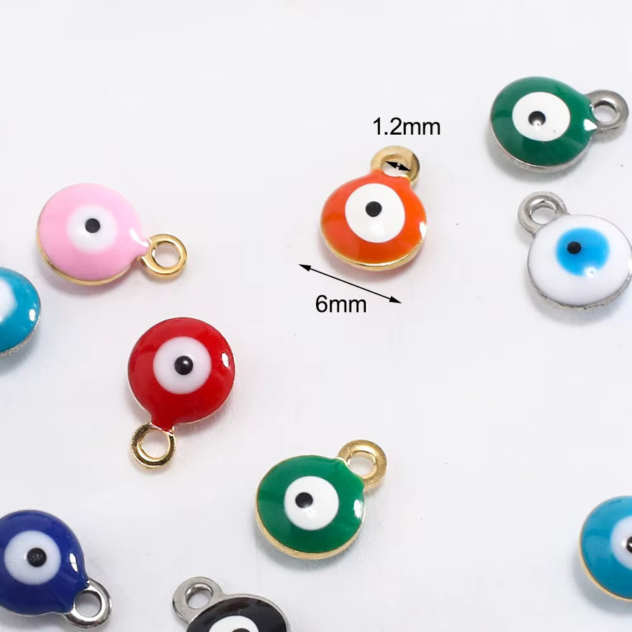 Anhänger Emaille bösen Blick Perlen, Edelstahl, 6 mm, Unisex - Bild 2