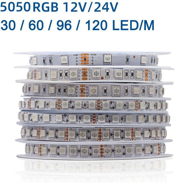 RGB-LED-Streifen SMD 5050 Flexibles LED-Lichtband Multicolour, 5 m Länge, Breite: 8 mm, 12 V 24 V DC, schneidbar - Bild 1