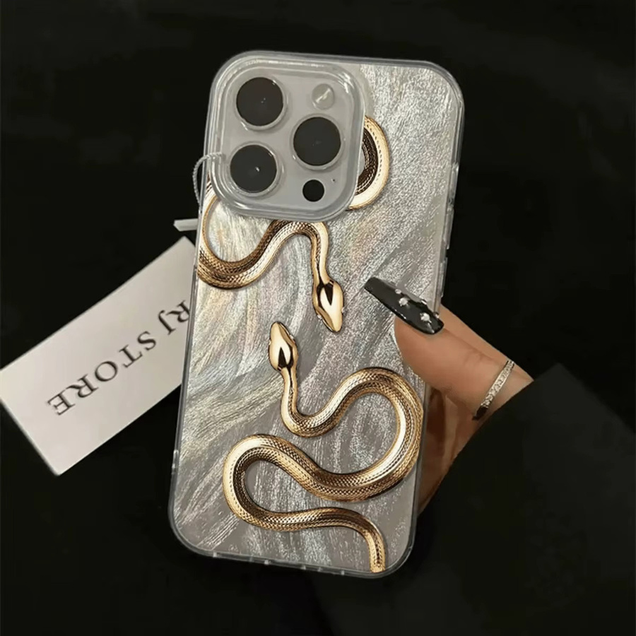 Goldene Schlangenmuster TPU-Handyhülle für Apple iPhone Modelle in Silber und Gold - Bild 3