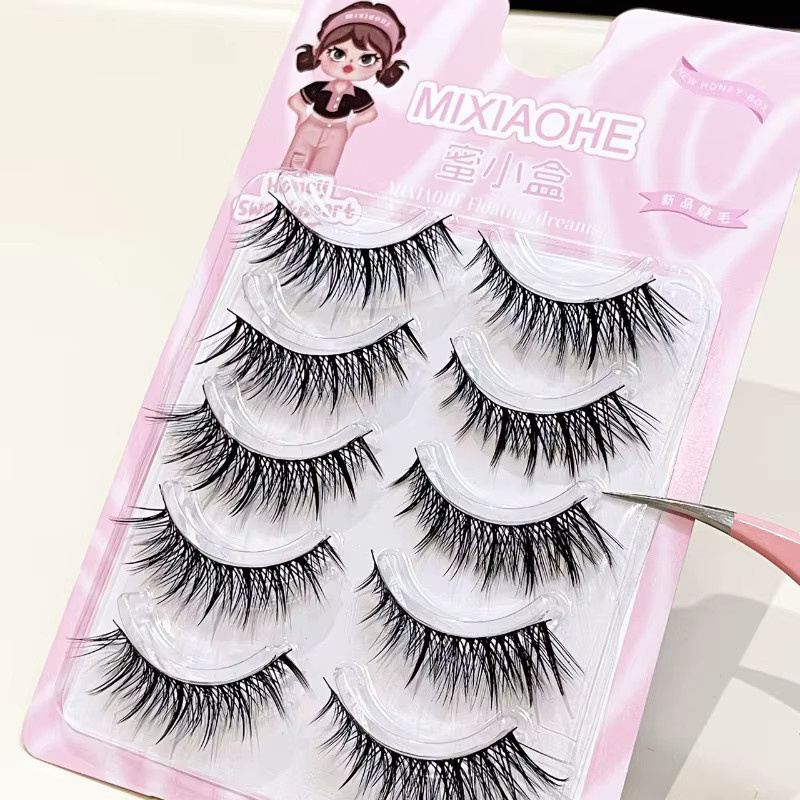 Mixiaohe Schrägflügel-Wimpern, 5 Paar, Natürlicher Look - Bild 3