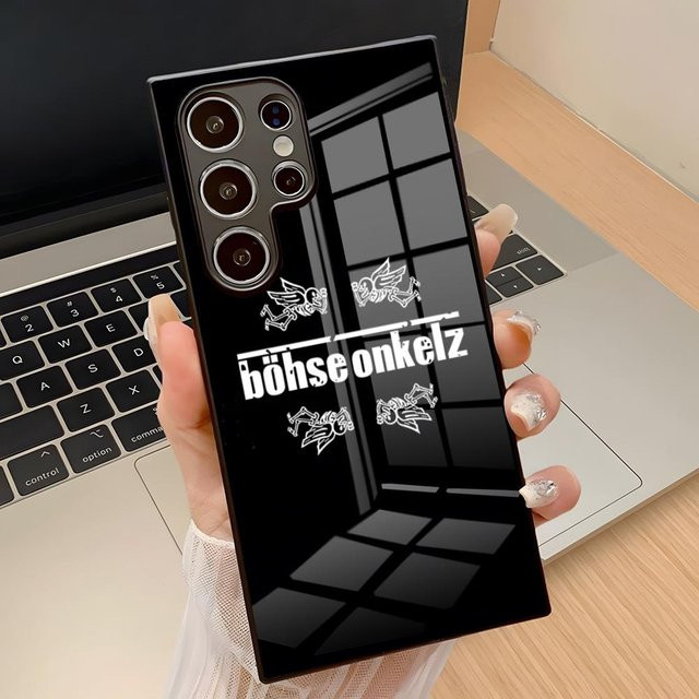 B-Bohse O-Onkelz Band Handyhülle mit Glasabdeckung für Samsung Galaxy S25 FE, S24 FE, S23, S22, S21 Plus, S20, Ultra, A54, A34, A53, A16 in Schwarz - Bild 1