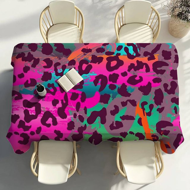 Wasserdichte und fleckenabweisende Tischdecke mit Leopardendruck von Fancy Style Studio in Multicolour, B x T: 140 x 200 cm - Bild 1