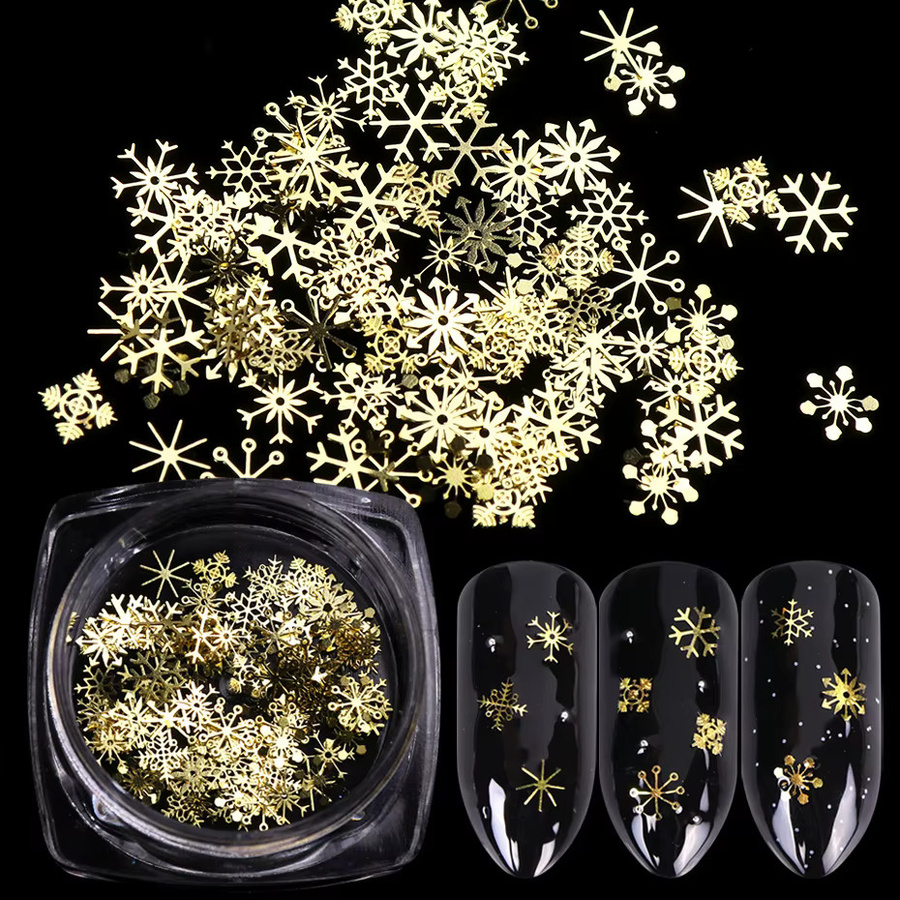 Full Beauty Nail Art Zubehör, 3D Schneeflocke, Metallic Gold - Bild 4