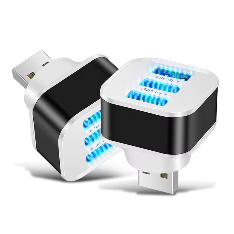 Henruisi 3-Port USB 2.0 Hub mit Schnellladefunktion, USB Splitter und Adapter für Laptop, Tablet und Smartphone, Silber/Weiß - Bild 2