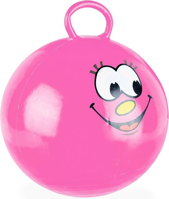 Relaxdays Hüpfball Pink mit Griff und lachendem Gesicht aus PVC - Bild 1