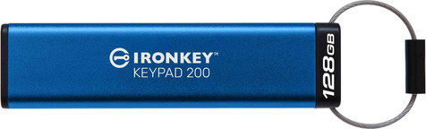 Kingston IronKey Keypad 200 Hardware-verschlüsselter USB-Stick mit USB-A Anschluss, 128 GB, Blau - Bild 1