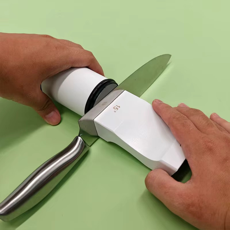 RSCHEF Rollender Messer-Schärfer mit Diamantschleifscheibe und Jade-Feinheit, 15/20 Grad, Weiß - Bild 2