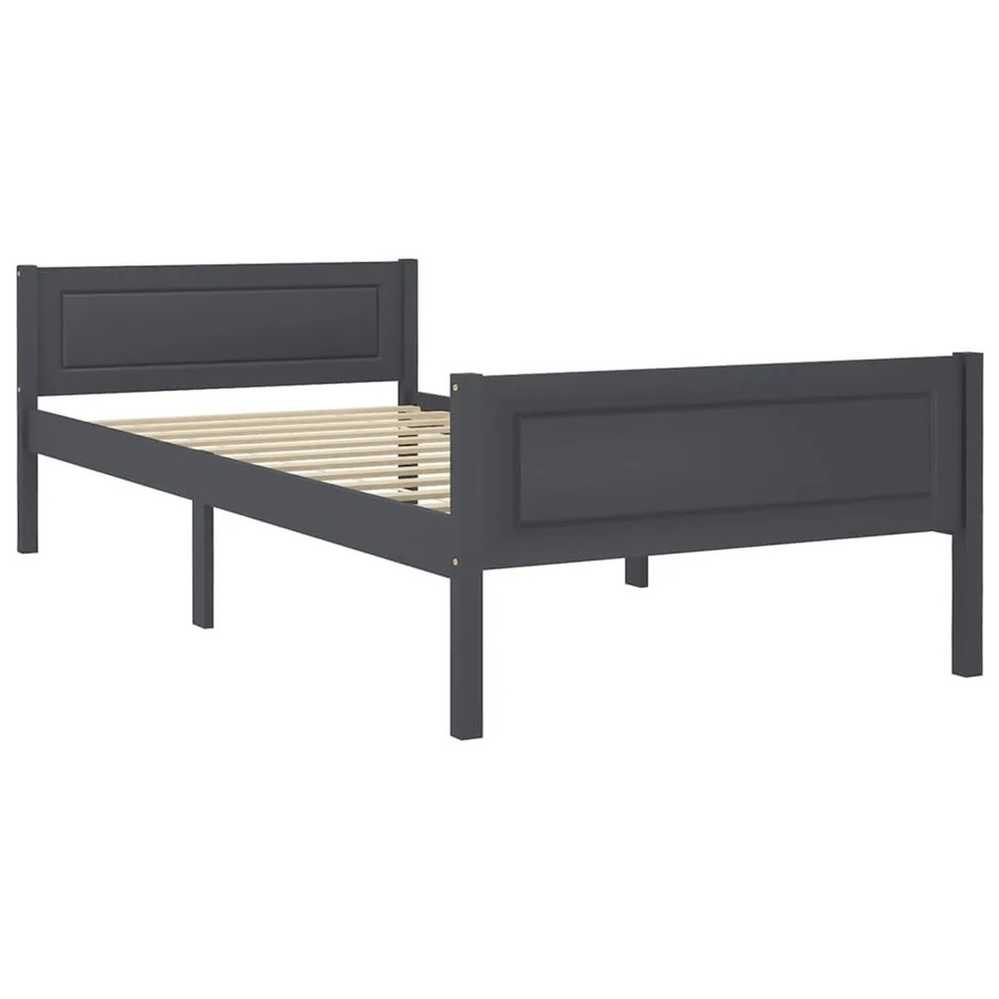 vidaXL Massivholzbett aus Kiefer in Grau, Modernes Bettgestell B/T/H: 100 x 200 cm - Bild 2