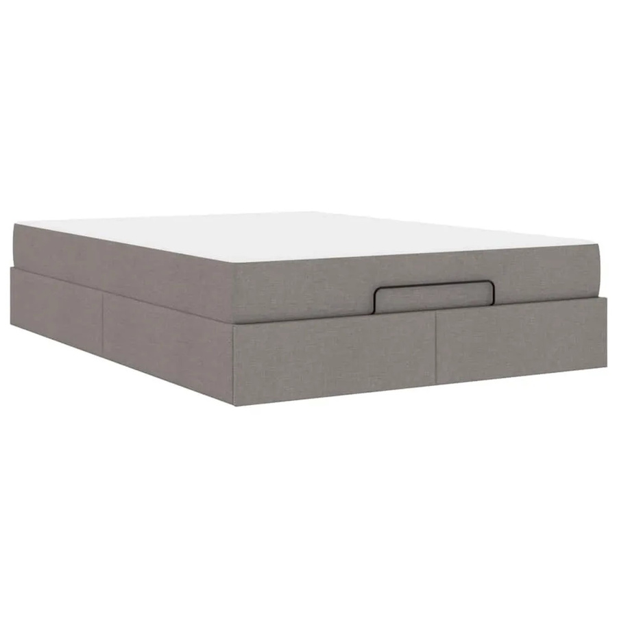 vidaXL Bettgestell mit Matratze in Taupe, modernes Polsterbett mit Schubladen aus Stoff und Holz, B/T/H: 140 x 190 x 43,5 cm - Bild 2