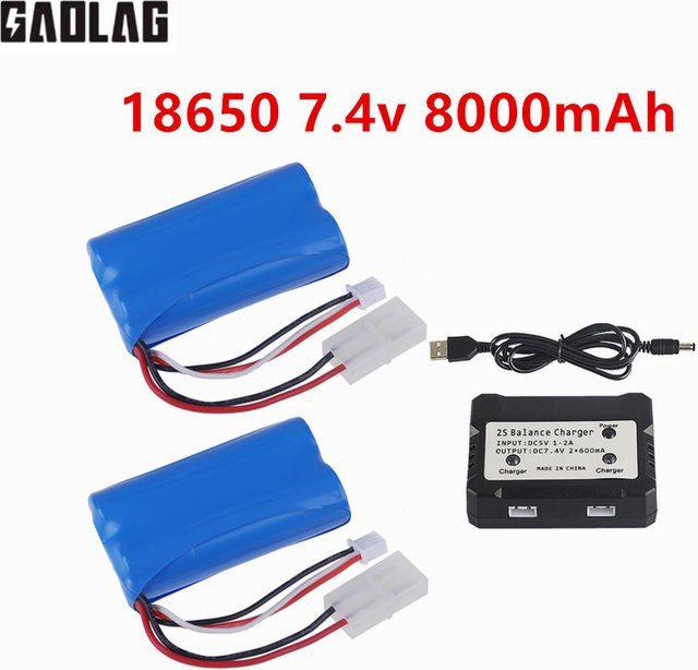 GAOLAG Akku, 7,4 V 18650 8000 mAh Li-Ion, Tamiya Stecker, Blau - Bild 1