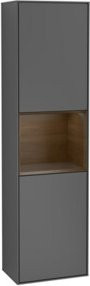 V&B Finion Hochschrank mit LED-Beleuchtung und Glasfachböden, Anthrazit Matt, B/T/H: 41,8 x 27,0 x 151,6 cm - Bild 1