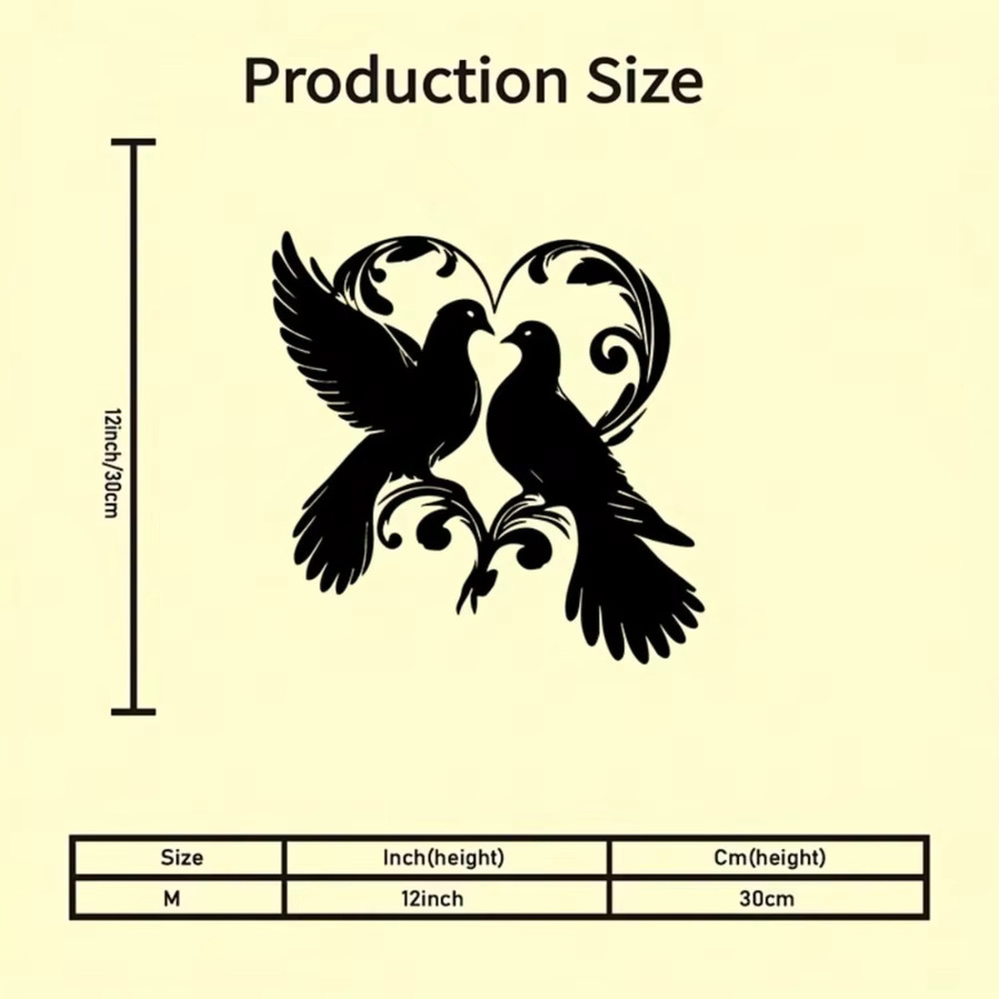 CIFBUY Metall-Blechschild Love Birds mit schwarzer Silhouette als moderne Wandkunst für dein Zuhause - Bild 2