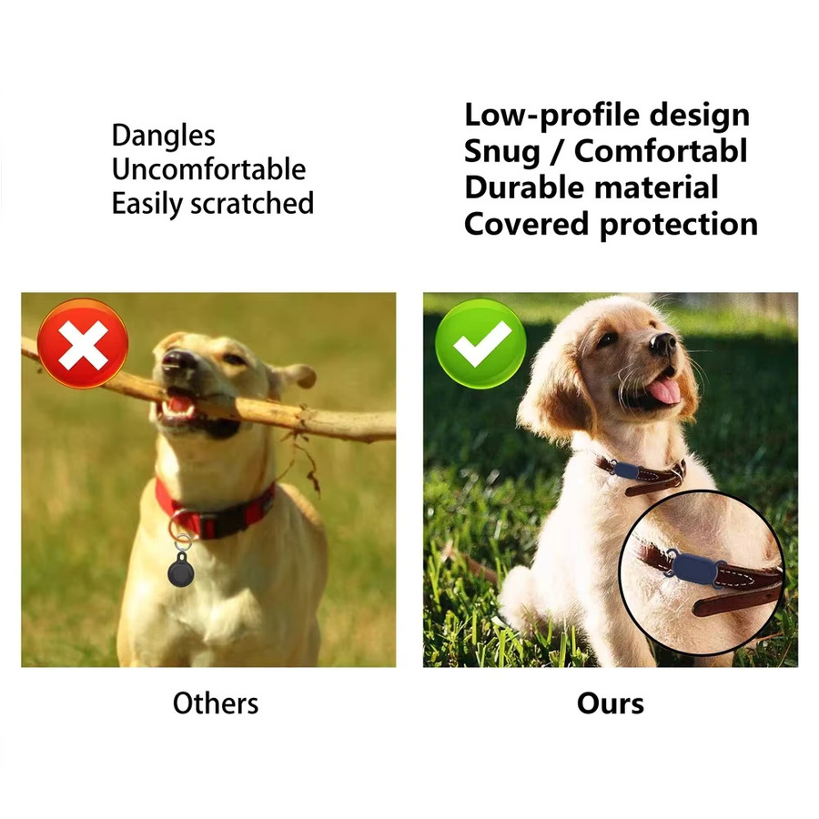 Wasserdichte Silikon Schutzhülle für Samsung Galaxy SmartTag 2 in Schwarz mit Kragenhalter für Hund und Katze - Bild 4